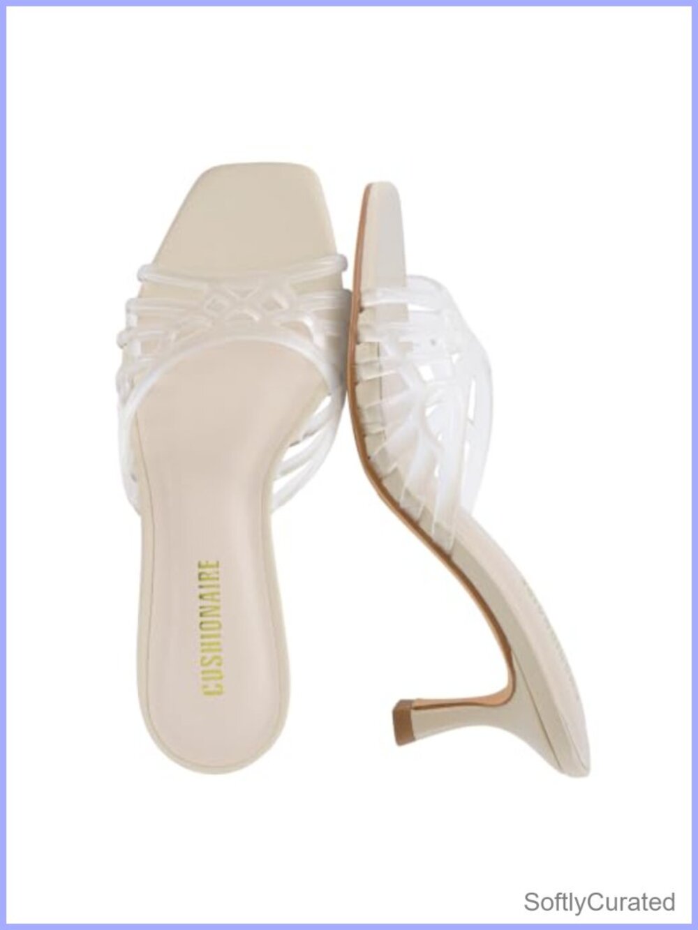 CUSHIONAIRE Naty Jelly Kitten Heels Slip-On Mule Square Toe Women's Heels